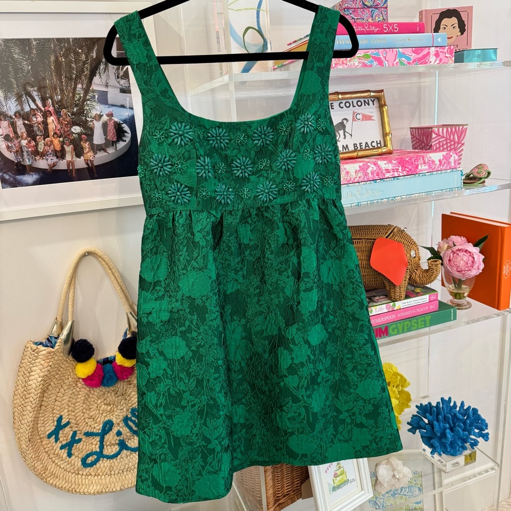 Lilly Pulitzer Bellami Embellished Jacquard Dress Leaf An Impression Size 6 - Picture 6 of 15